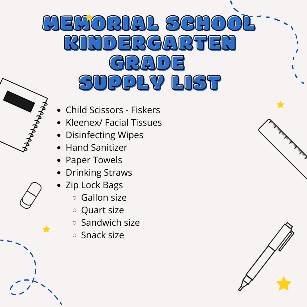 Kindergarten Grade Supply List 2022-23